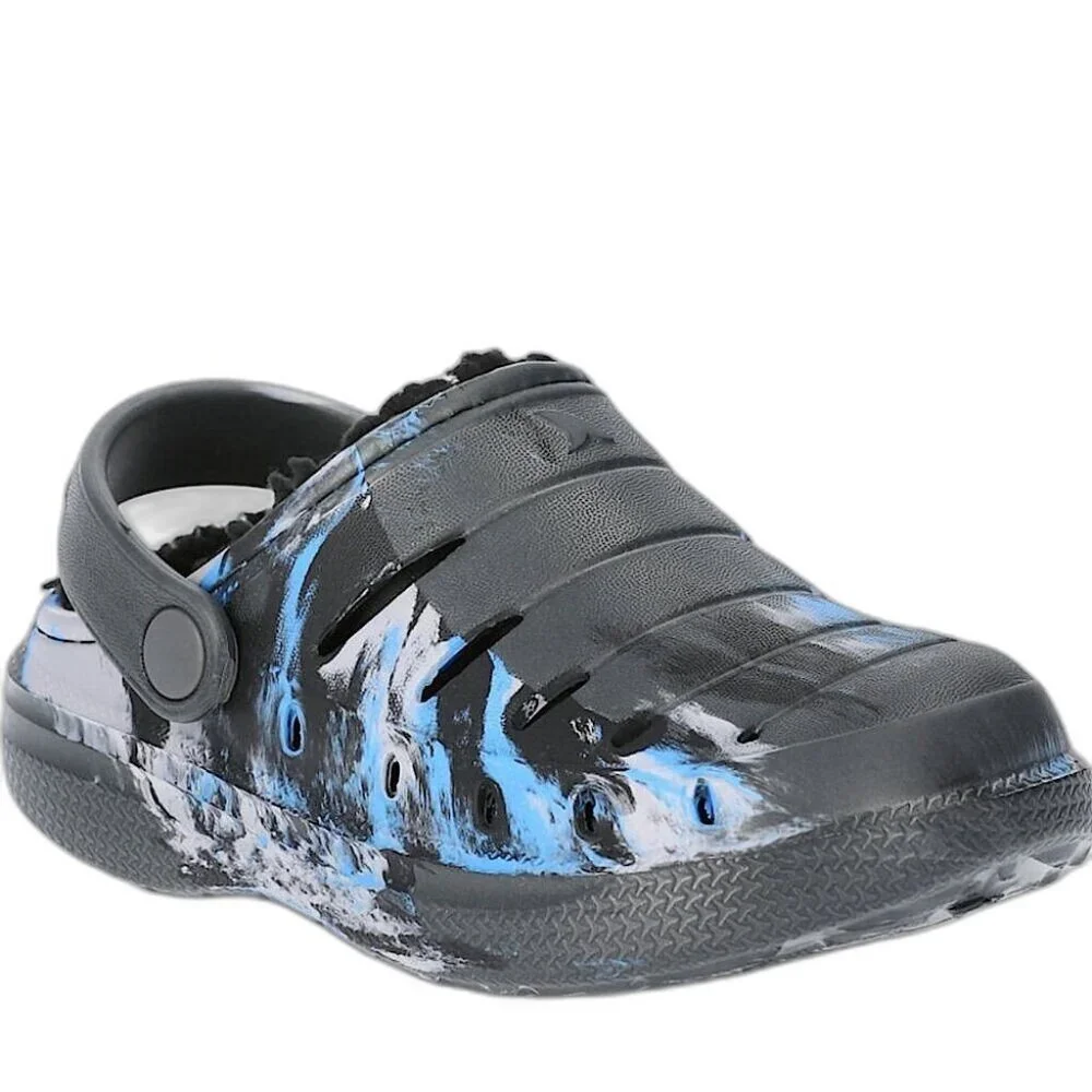 Rugged Shark TODDLER BOYS FAUX SHERPA LINED Clogs SIZE 12 Black Blue Sandals NEW